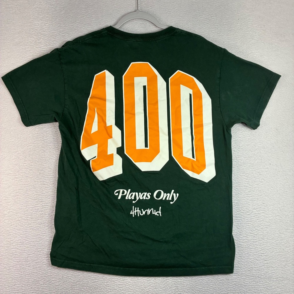 YG 4Hunnid Playas Only T Shirt Men L Green Orange Rapper Tee Graphic